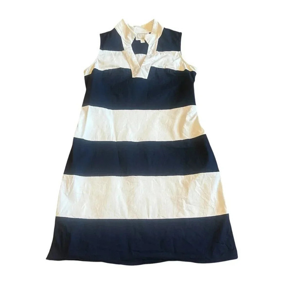 Sail to Sable STS Navy White Stripe Dress Sleeveless Sheath Size Small Women's - Picture 1 of 10